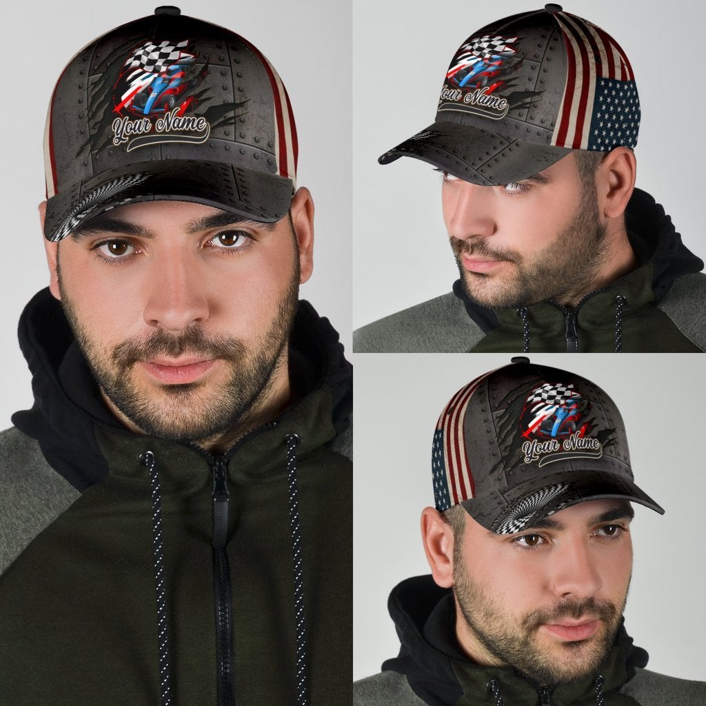 Custom Car Racing Flag Classic Cap For Summer Outings Festivals And Relaxed Daily Wear