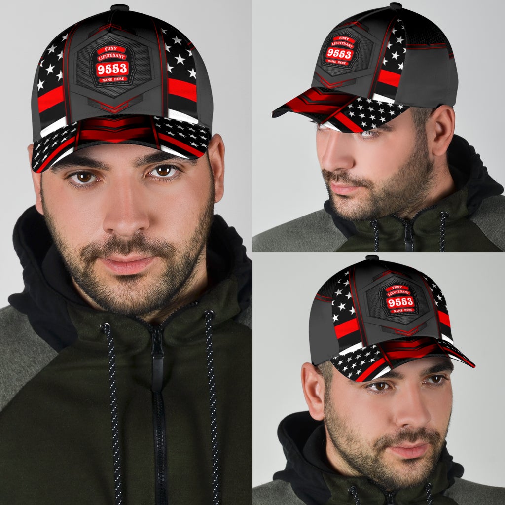 Custom Firefighter US Flag Red Carbon Classic Cap For Daily Styling Weekend Travel And Outdoor Activities