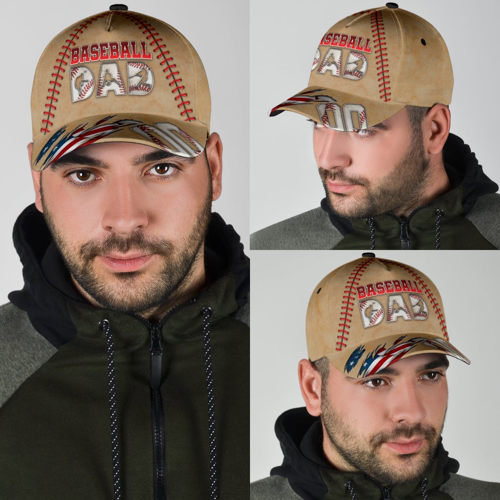 Custom Love Baseball Dad Personalized Number Classic Cap For Travel Adventures Weekend Wear And Casual Style