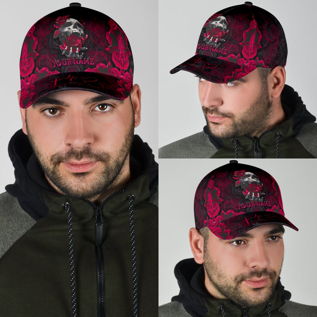 Custom Skull Roses Faith Hope Love Classic Cap For Daily Comfort Outdoor Fun And Weekend Vacations