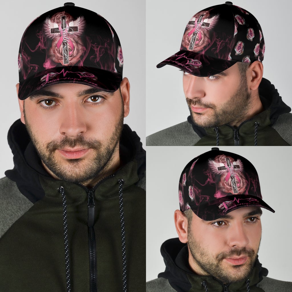 Breast Cancer Rose Cross Classic Cap For Holiday Trips Daily Outfits And Thoughtful Gifting