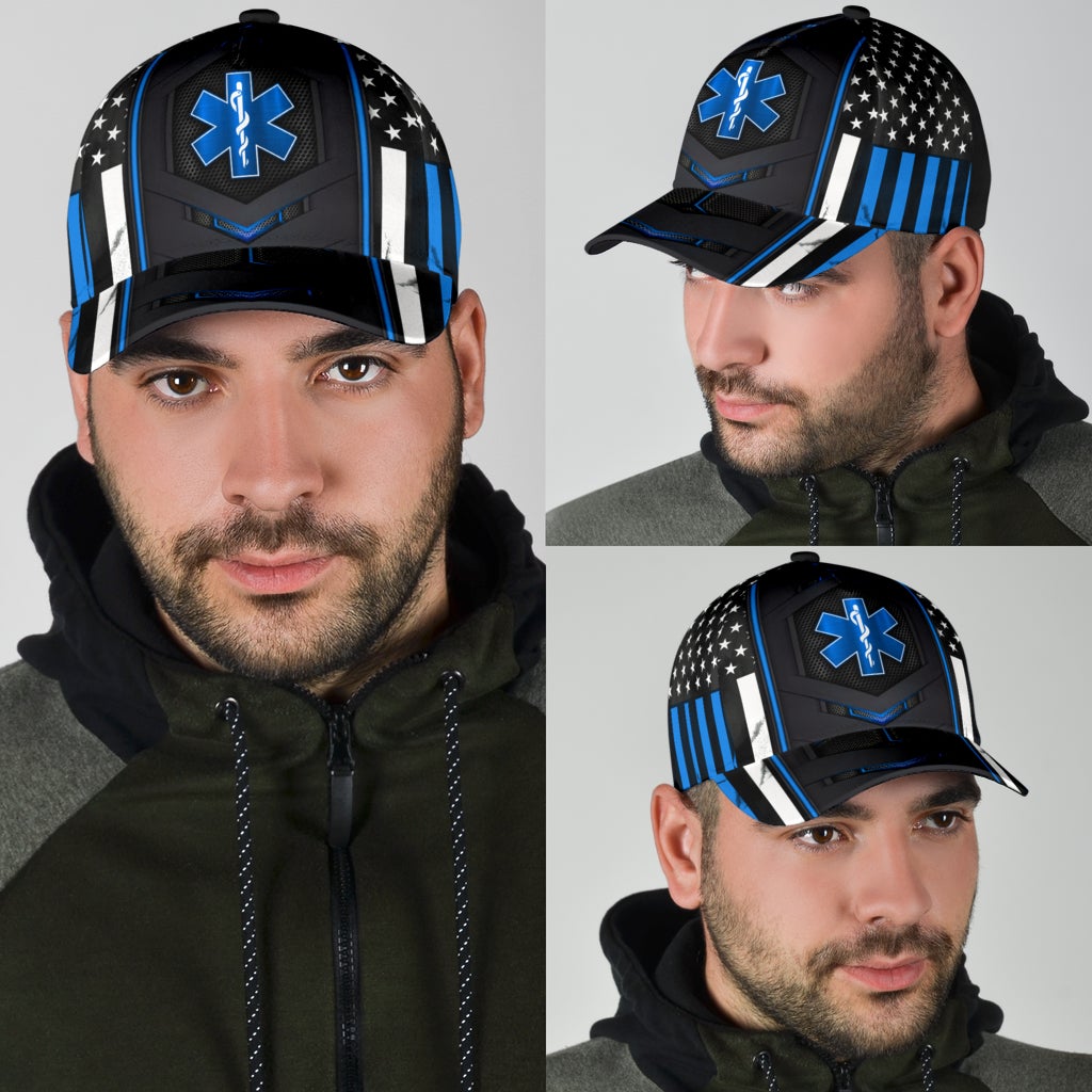 EMS Paramedic Blue Flag Classic Cap For Nature Lovers Travel And Casual Daily Styling