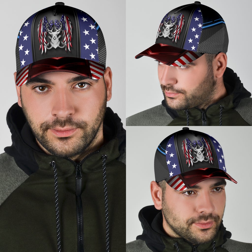 Hunting Fishing Wings American Flag Classic Cap For Outdoor Activities Weekend Trips And Casual Wear