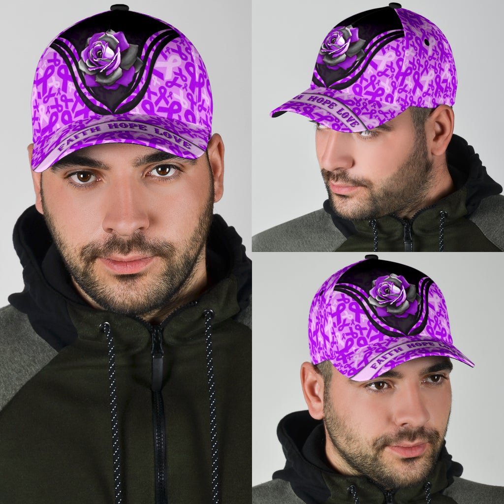 Fibromyalgia Awareness Rose Support Classic Cap For Casual Styling Holiday Travel And Weekend Adventures