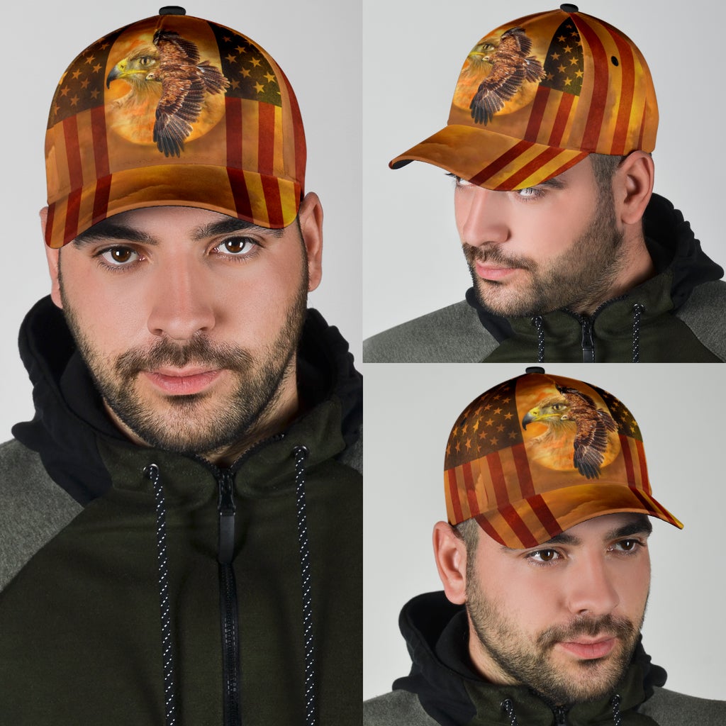 Eagle American Freedom Flag Classic Cap For Relaxed Daily Style Vacations And Festival Wear