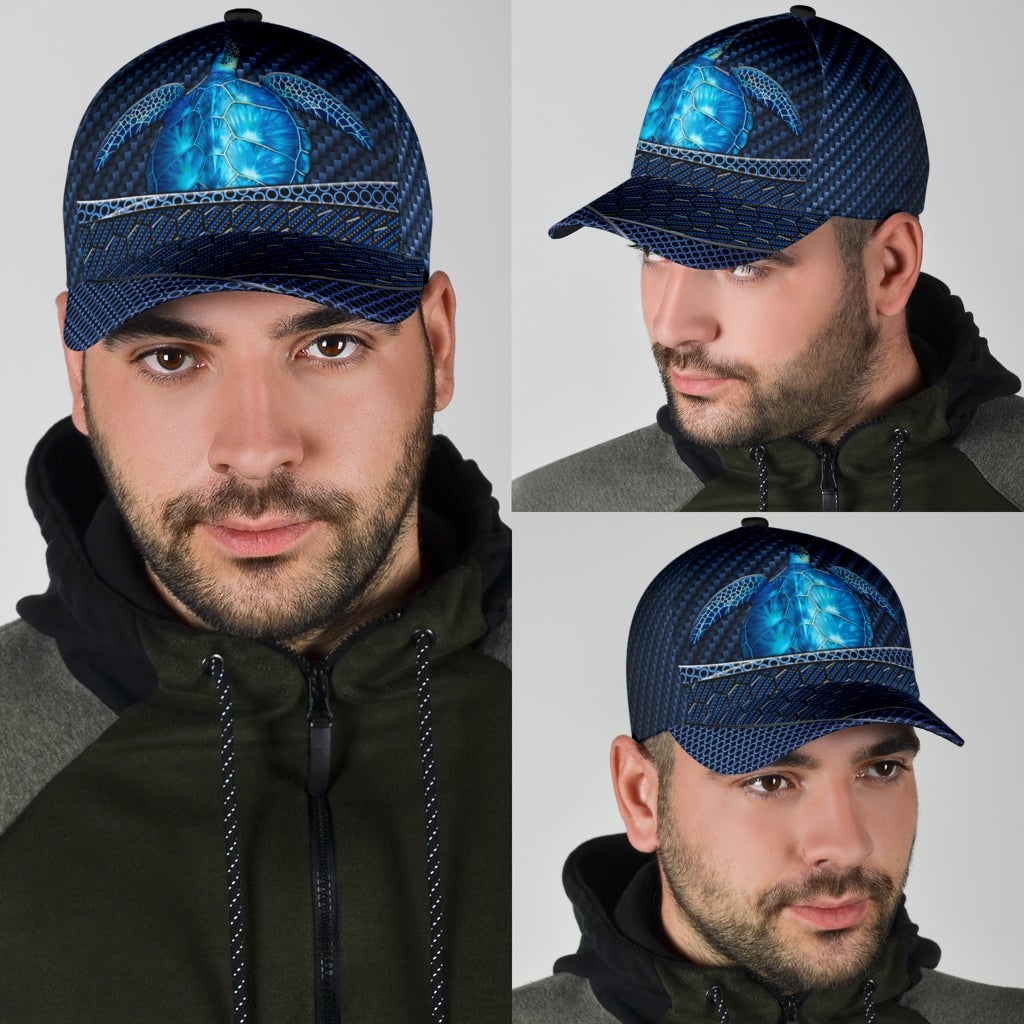 Sea Turtle Carbon Pattern Classic Cap For Comfortable Casual Wear Holidays And Outdoor Trips
