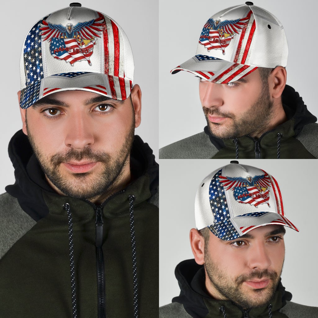 Custom Proud American Eagle Personalized Name Classic Cap For Daily Styling Weekend Travel And Outdoor Activities