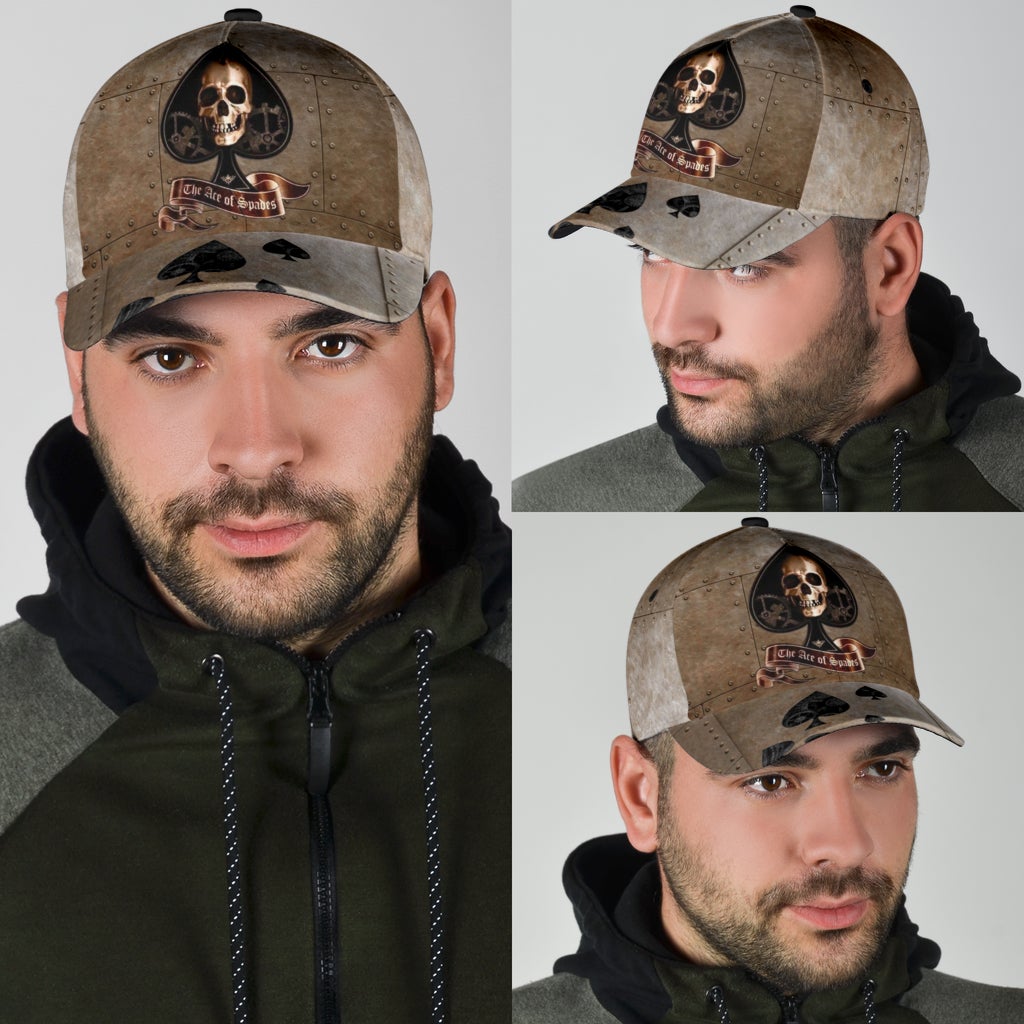 Skull Ace Of Spades Classic Cap For Beach Outings Holidays And Thoughtful Everyday Style