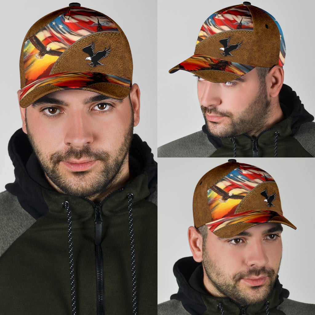 Eagle Love American Leather Pattern Classic Cap For Summer Activities Vacations And Comfortable Daily Wear