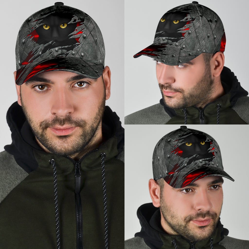 Mystery Black Cat Dark Classic Cap For Beach Outings Holidays And Thoughtful Everyday Style