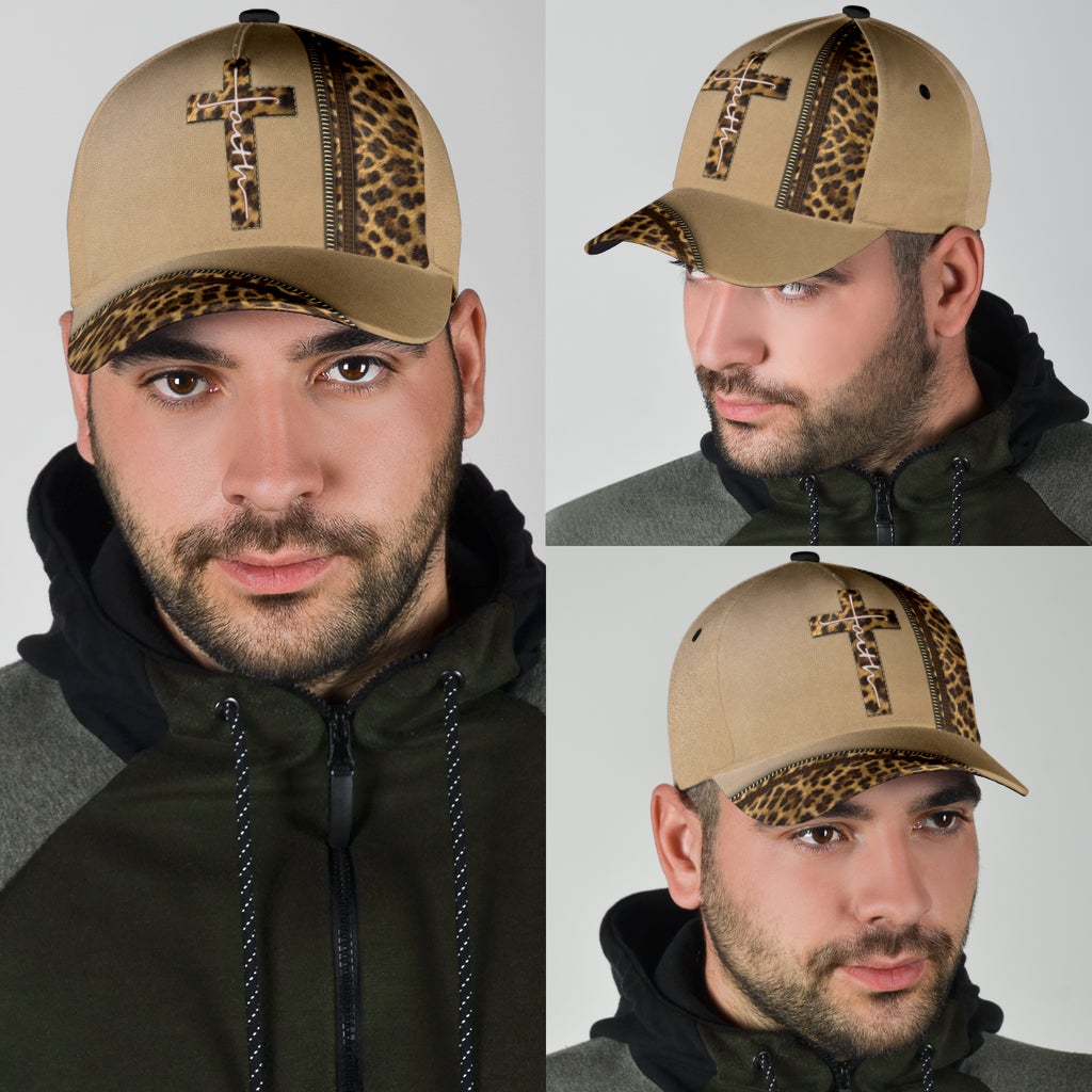 Leopard Faith Cross Classic Cap For Festivals Vacations Outdoor Fun And Daily Comfort