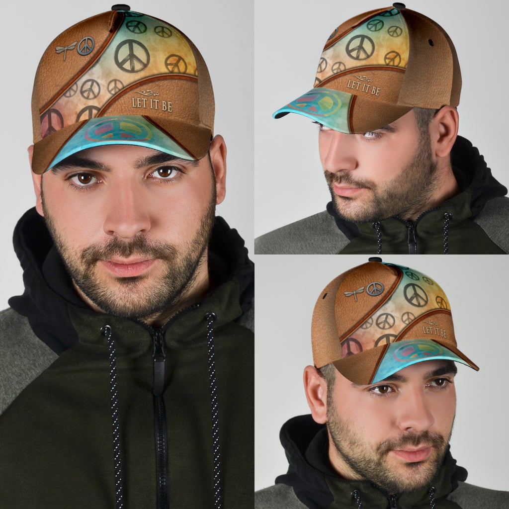 Hippie Let It Be Peace Classic Cap For Relaxed Outfits Outdoor Events And Holiday Trips