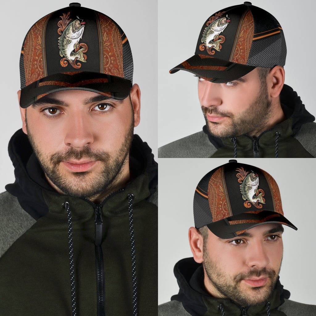 Fishing Leather Pattern Classic Cap For Beach Days Travel And Relaxed Everyday Outfits