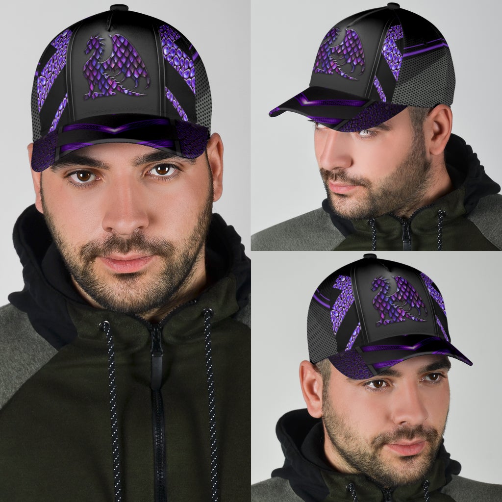 Dragon Purple Pattern Classic Cap For Festivals Vacations Outdoor Fun And Daily Comfort
