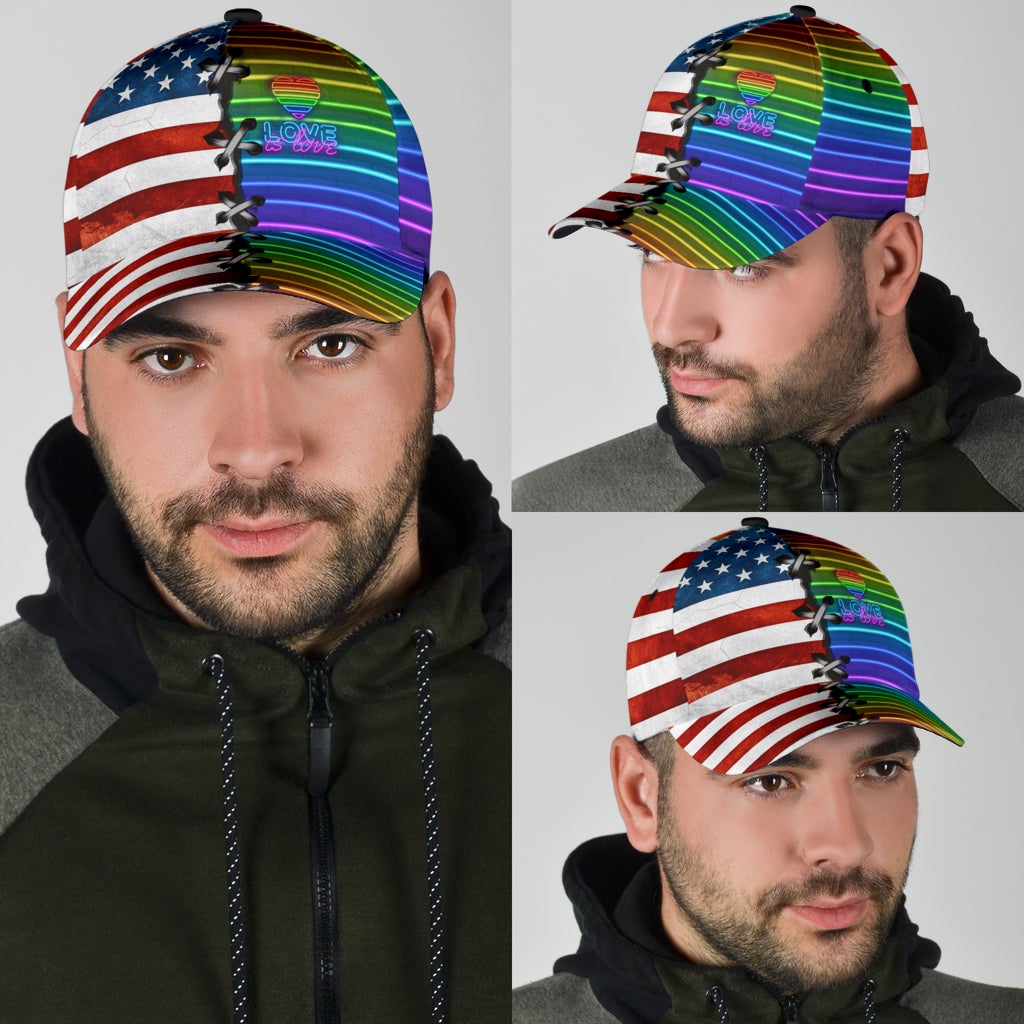 Love Is Love US Flag Pride Classic Cap For Parties Vacations And Relaxed Daily Outfits