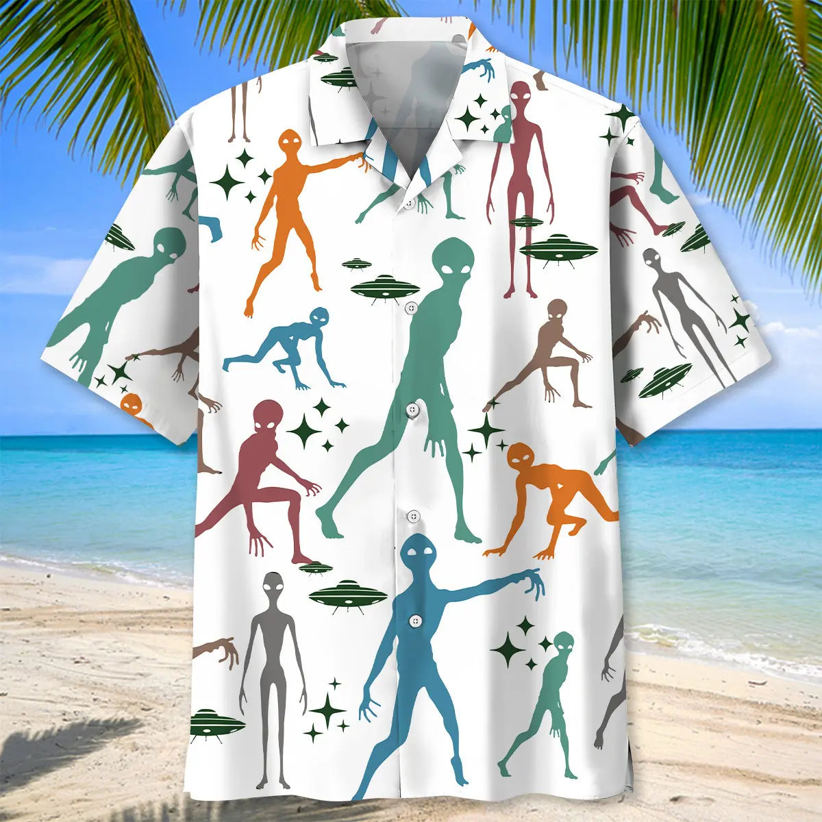 Funny Alien Hawaiian Shirt For Poolside Gathering, Summer Vacation, And Warm Weather Fashion