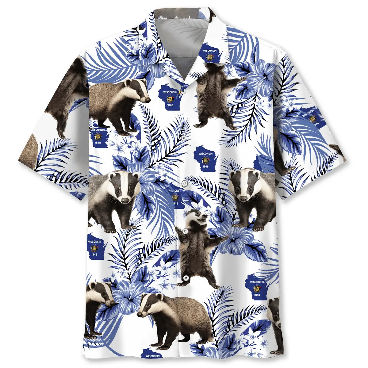 Funny Badgers Wisconsin Heritage Hawaiian Shirt For Tropical Holidays, Outdoor Gatherings, And Everyday Comfort
