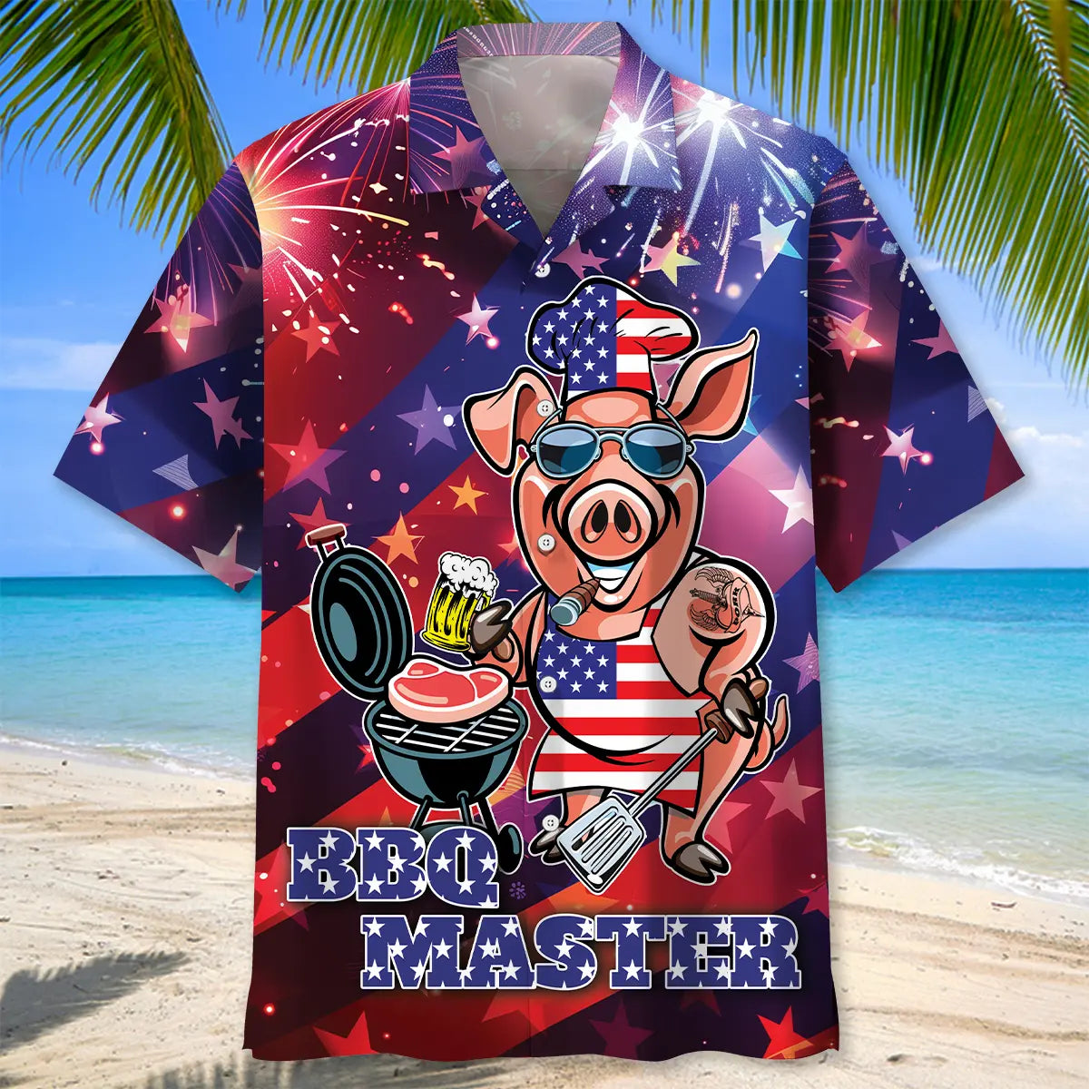 Funny BBQ Master Of July Hawaiian Shirt For Tropical Retreat, Island Adventure, And Vacation Outfit