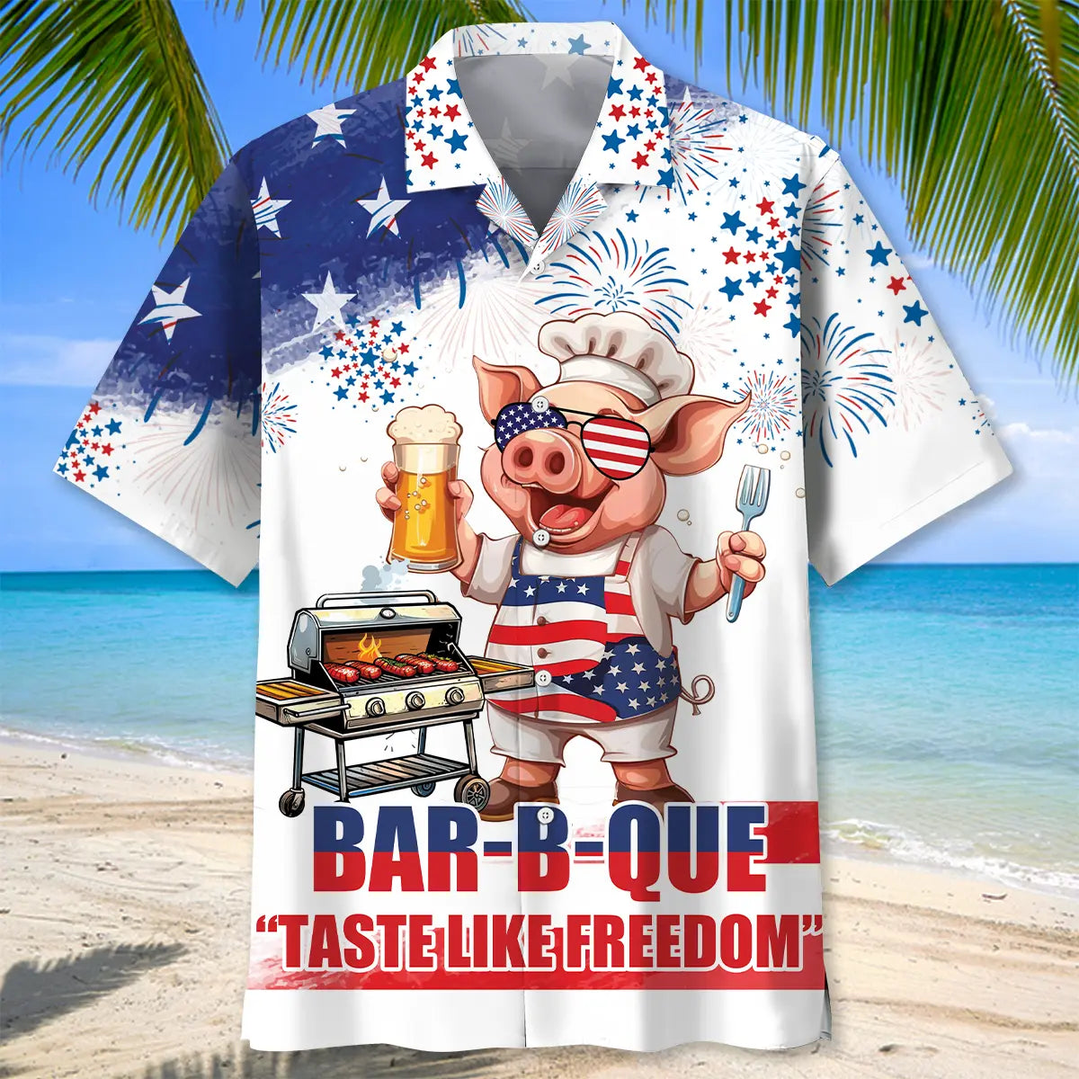 American Funny BBQ Hawaiian Shirt For Tropical Holidays, Outdoor Gatherings, And Everyday Comfort