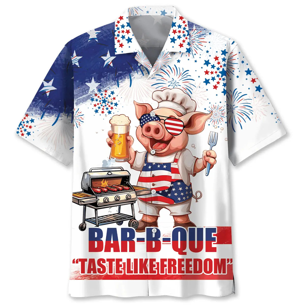 American Funny BBQ Hawaiian Shirt For Tropical Holidays, Outdoor Gatherings, And Everyday Comfort