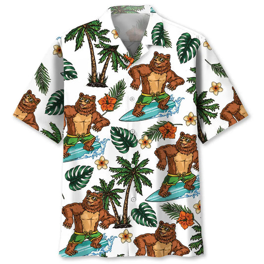 Funny Bear Surfing Hawaiian Shirt For Coastal Adventure And Summer Party Style