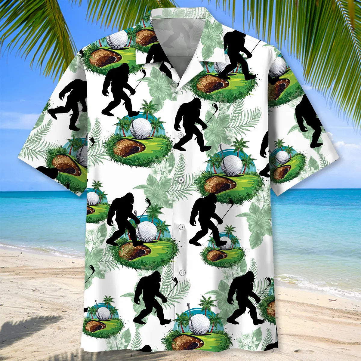 Funny Bigfoot Golf Hawaiian Shirt For Sports Fans, Summer Outings, And Relaxed Vacation Wear