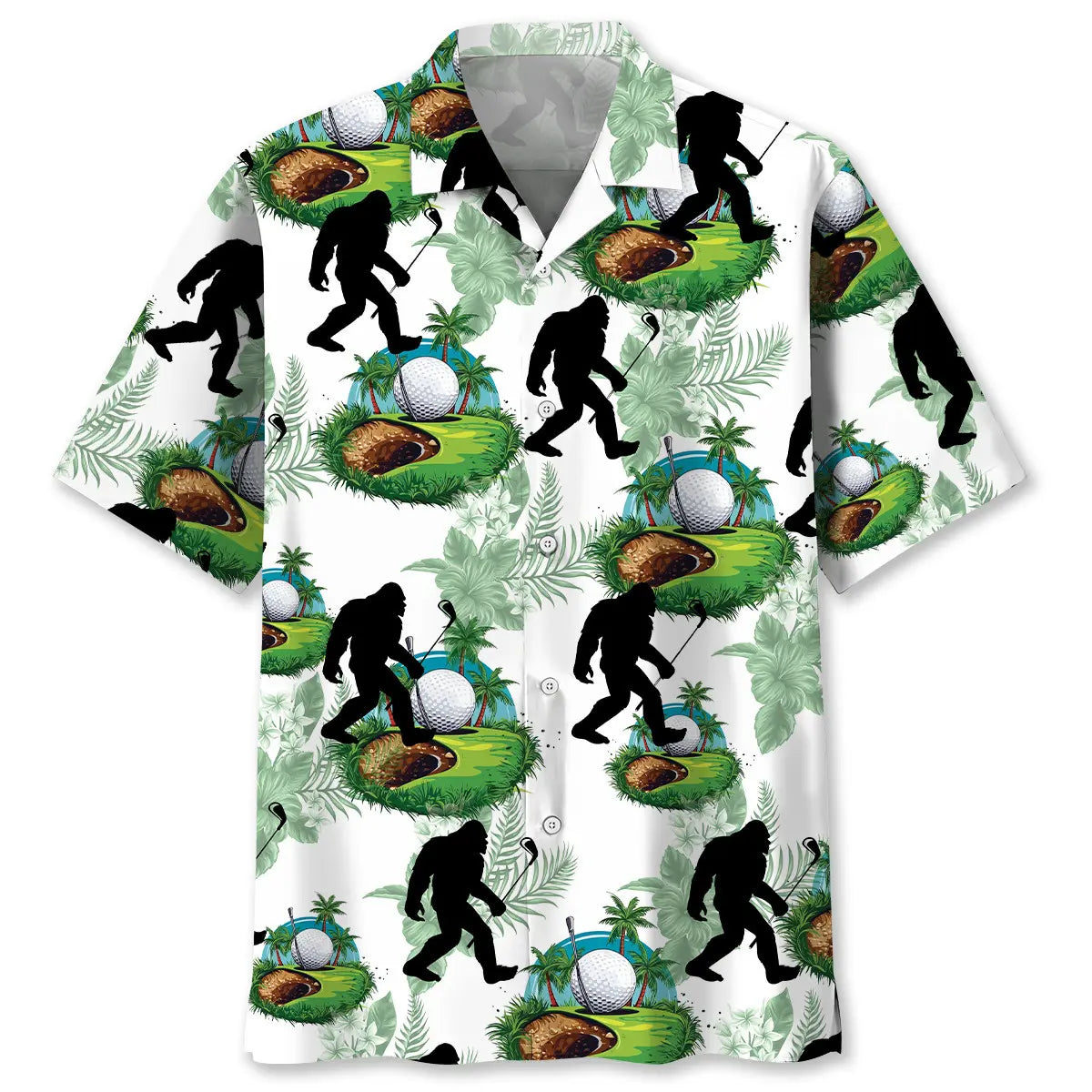 Funny Bigfoot Golf Hawaiian Shirt For Sports Fans, Summer Outings, And Relaxed Vacation Wear