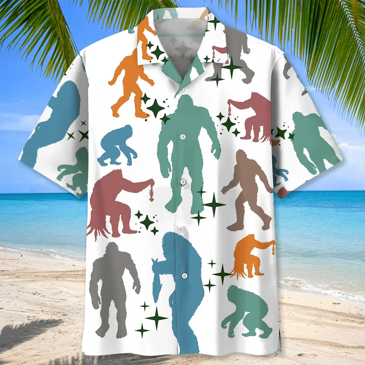 Funny Bigfoot Hawaiian Shirt For Resort Trips, Coastal Parties, And Warm Weather Style