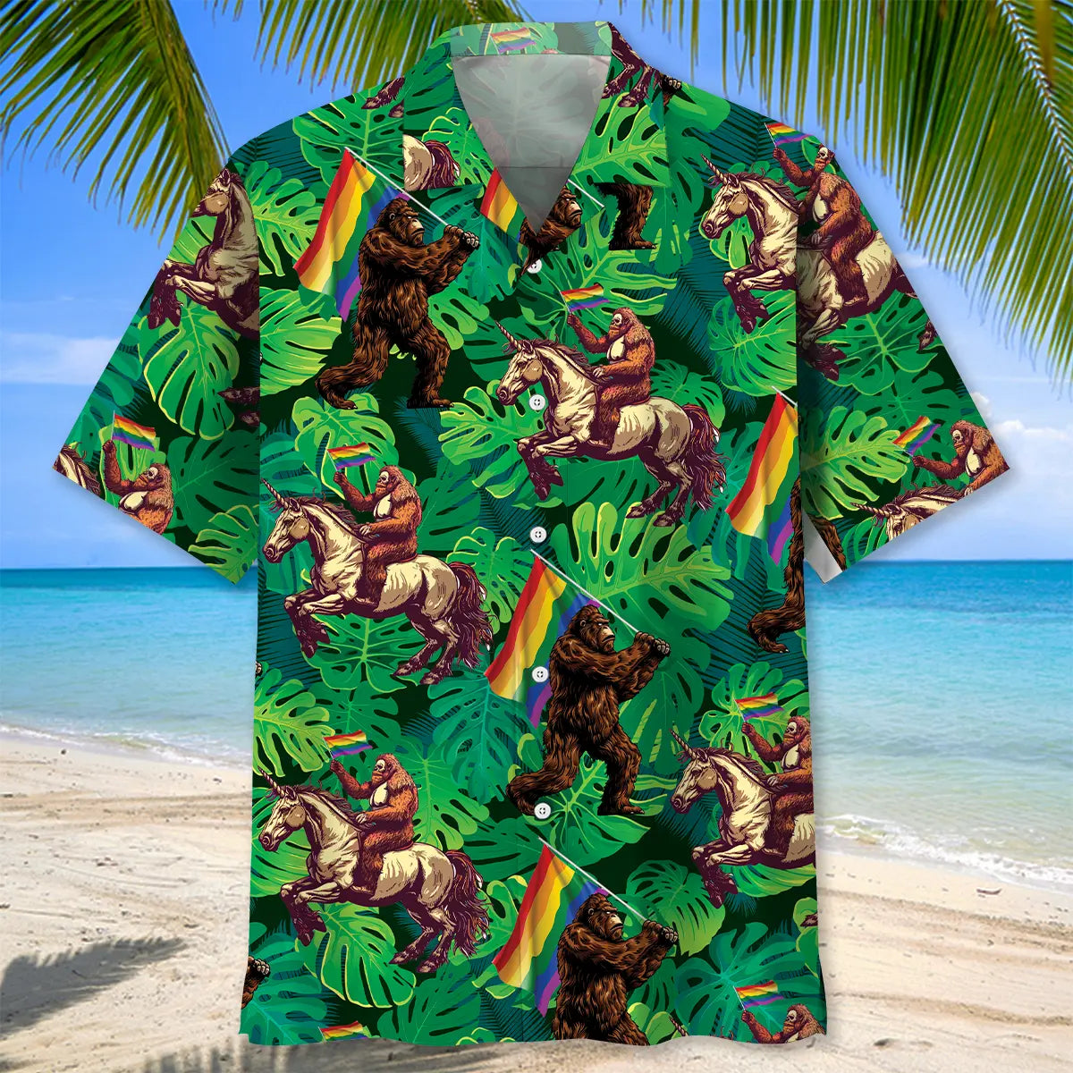 Funny Bigfoot Pride Hawaiian Shirt For Cruise Journey, Tropical Retreat, And Weekend Wear