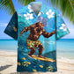 Funny Bigfoot Surfing Hibiscus Hawaiian Shirt For Active Holidays, Resort Trips, And Warm Weather Gatherings