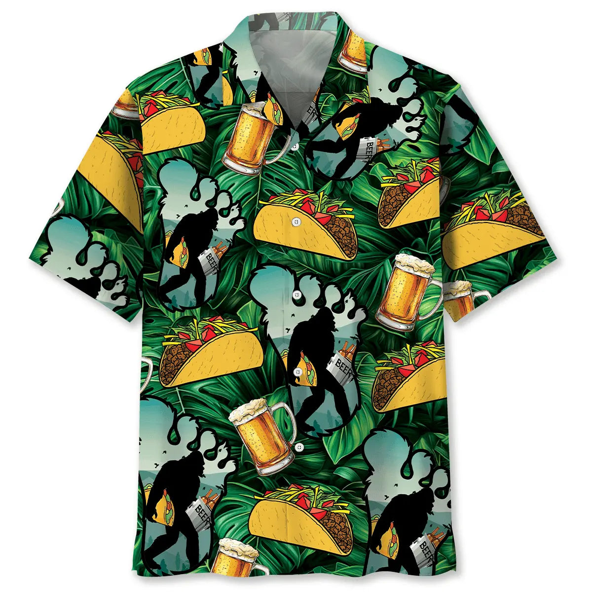 Funny Bigfoot Tacos And Campfire Hawaiian Shirt For Beach Party, Island Adventure, And Easygoing Fashion