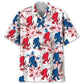 American Funny Bigfoot Hawaiian Shirt For Summer Celebrations, Resort Days, And Relaxed Everyday Wear