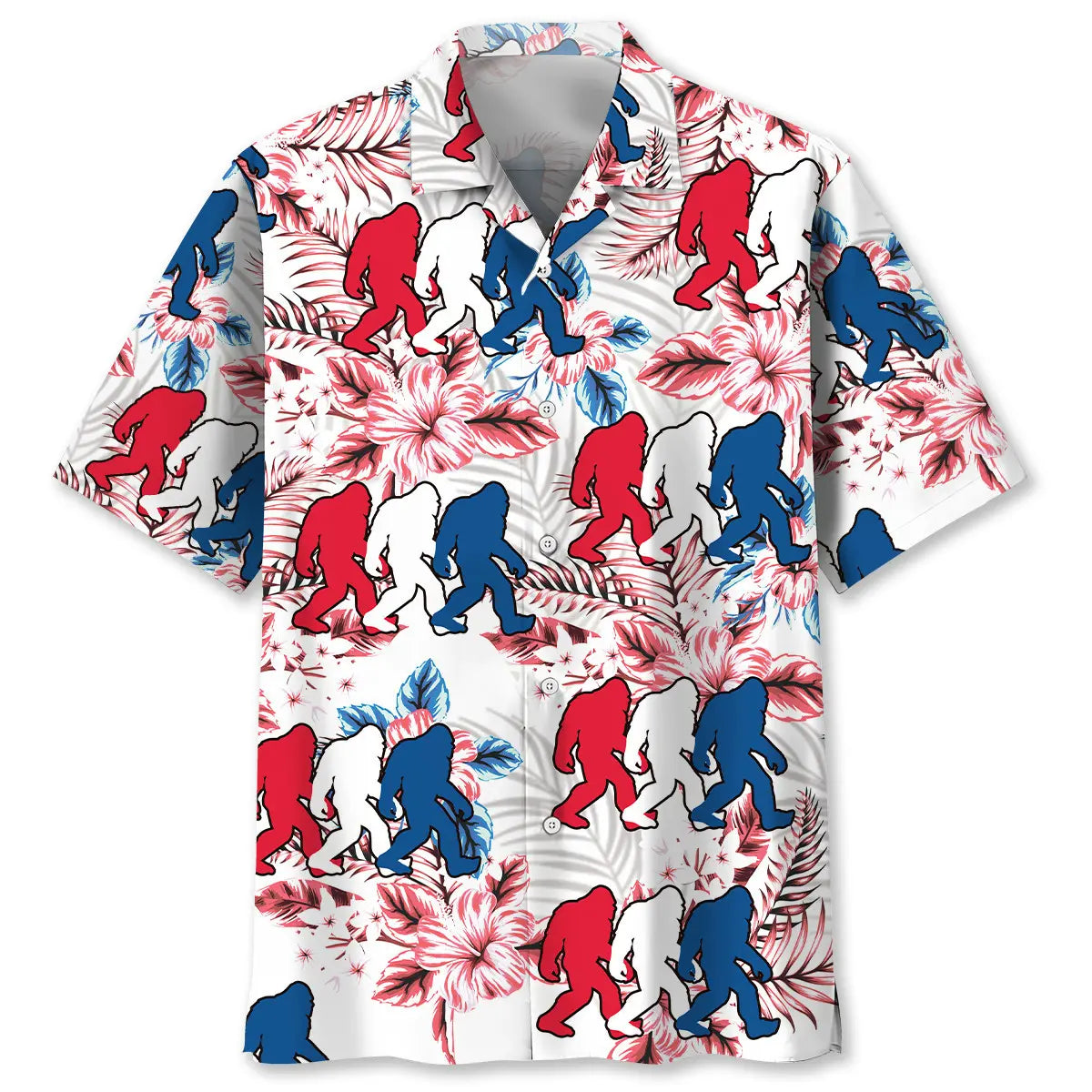 American Funny Bigfoot Hawaiian Shirt For Summer Celebrations, Resort Days, And Relaxed Everyday Wear
