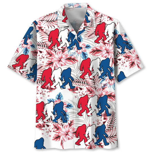 American Funny Bigfoot Hawaiian Shirt For Summer Celebrations, Resort Days, And Relaxed Everyday Wear