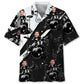 Funny Black White Personalized Photo Face Drum Hawaiian Shirt For Music Fans, Resort Parties, And Warm Weather Events
