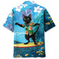 Funny Black Cat Surfing Hibiscus Hawaiian Shirt For Sports Fans, Summer Outings, And Relaxed Vacation Wear
