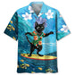 Funny Black Cat Surfing Hibiscus Hawaiian Shirt For Sports Fans, Summer Outings, And Relaxed Vacation Wear