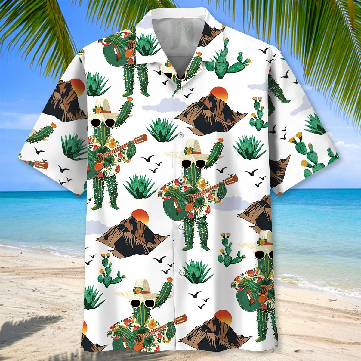 Funny Cactus Guitar Hawaiian Shirt For Weekend Escape, Beach Party, And Warm Weather Fashion
