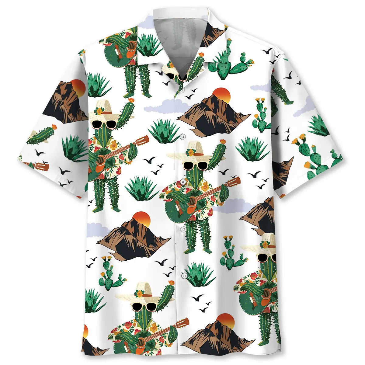 Funny Cactus Guitar Hawaiian Shirt For Casual Weekend And Everyday Comfort