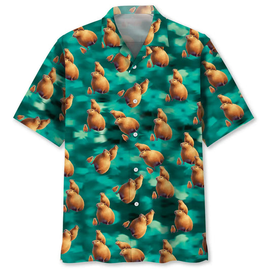Funny Capybara Standing Hawaiian Shirt For Resort Trips, Coastal Parties, And Warm Weather Style