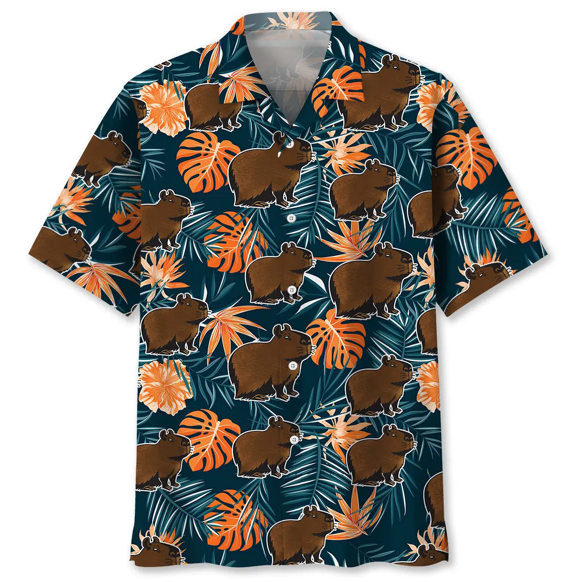 Tropical Funny Capybara Hawaiian Shirt For Tropical Holidays, Outdoor Gatherings, And Everyday Comfort
