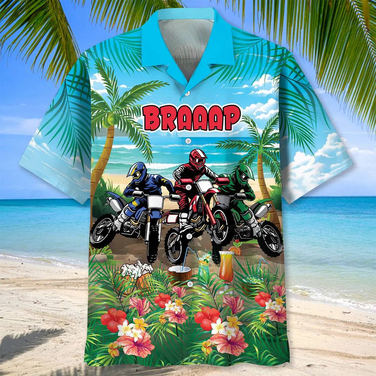 Funny Dirt Bike Summer Hawaiian Shirt For Cruise Journey, Casual Weekend, And Warm Weather Fashion