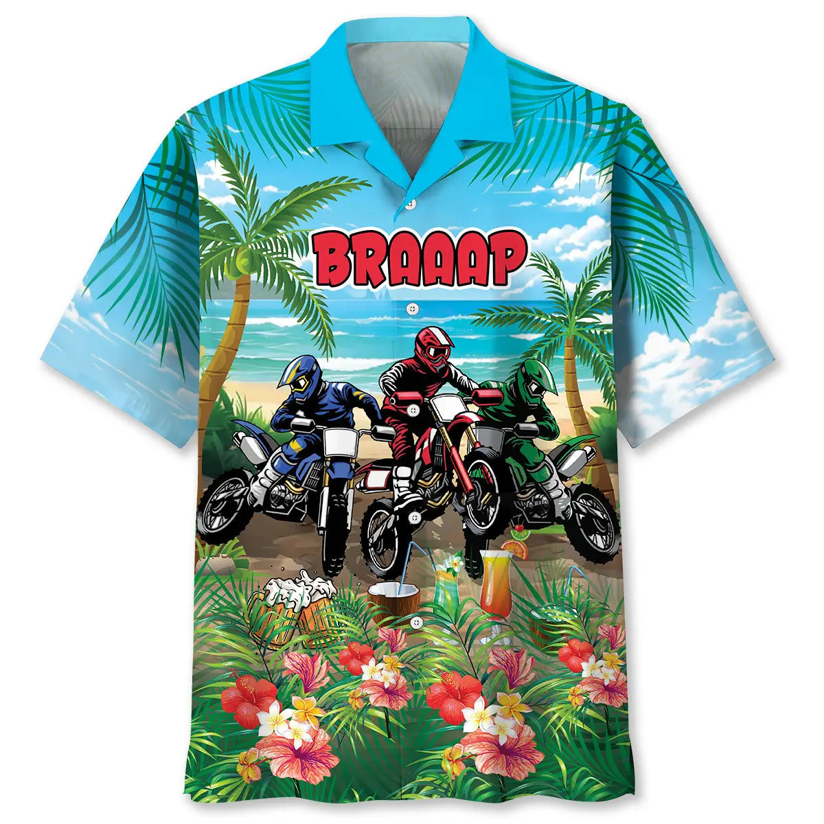 Funny Dirt Bike Summer Hawaiian Shirt For Family Vacation, Coastal Adventure, And Easygoing Fashion