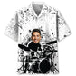 Funny Drum Black White Custom Photo Hawaiian Shirt