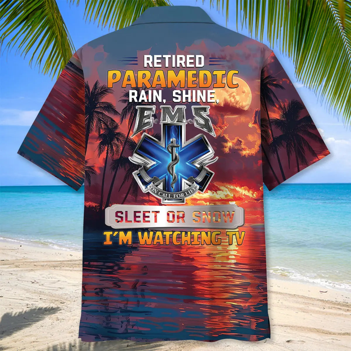 Funny EMS Retirement Hawaiian Shirt For Summer Vacation, Beach Travel, And Casual Wear