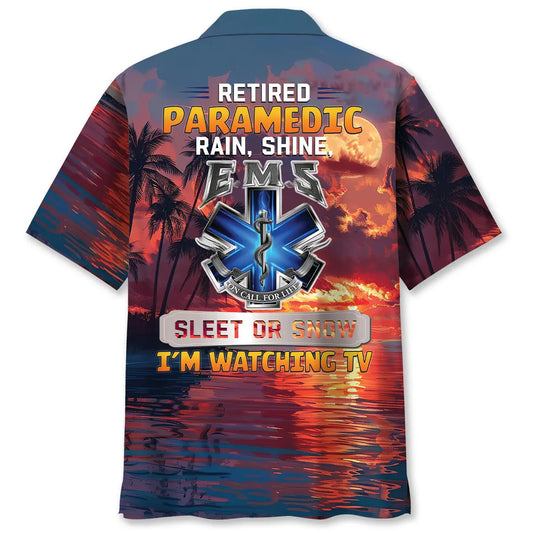 Funny EMS Retirement Hawaiian Shirt For Summer Vacation, Beach Travel, And Casual Wear