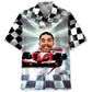 Funny Open Wheel Racing Car Personalized Photo Hawaiian Shirt For Summer Vacation, Beach Travel, And Casual Wear