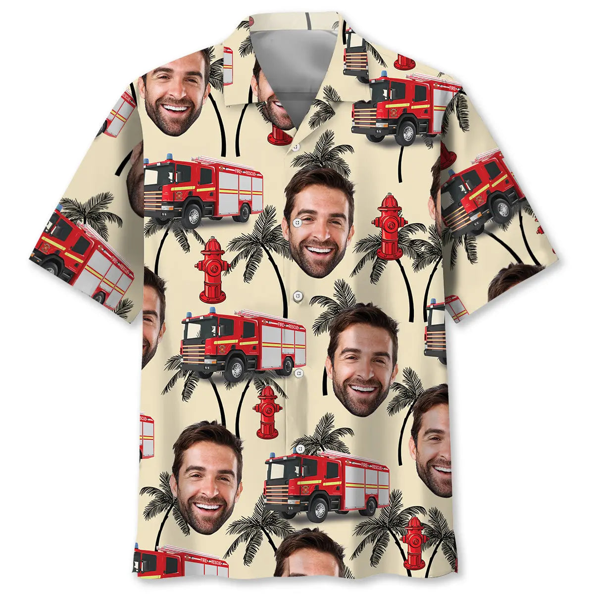 Funny Firefighter Custom Photo Hawaiian Shirt