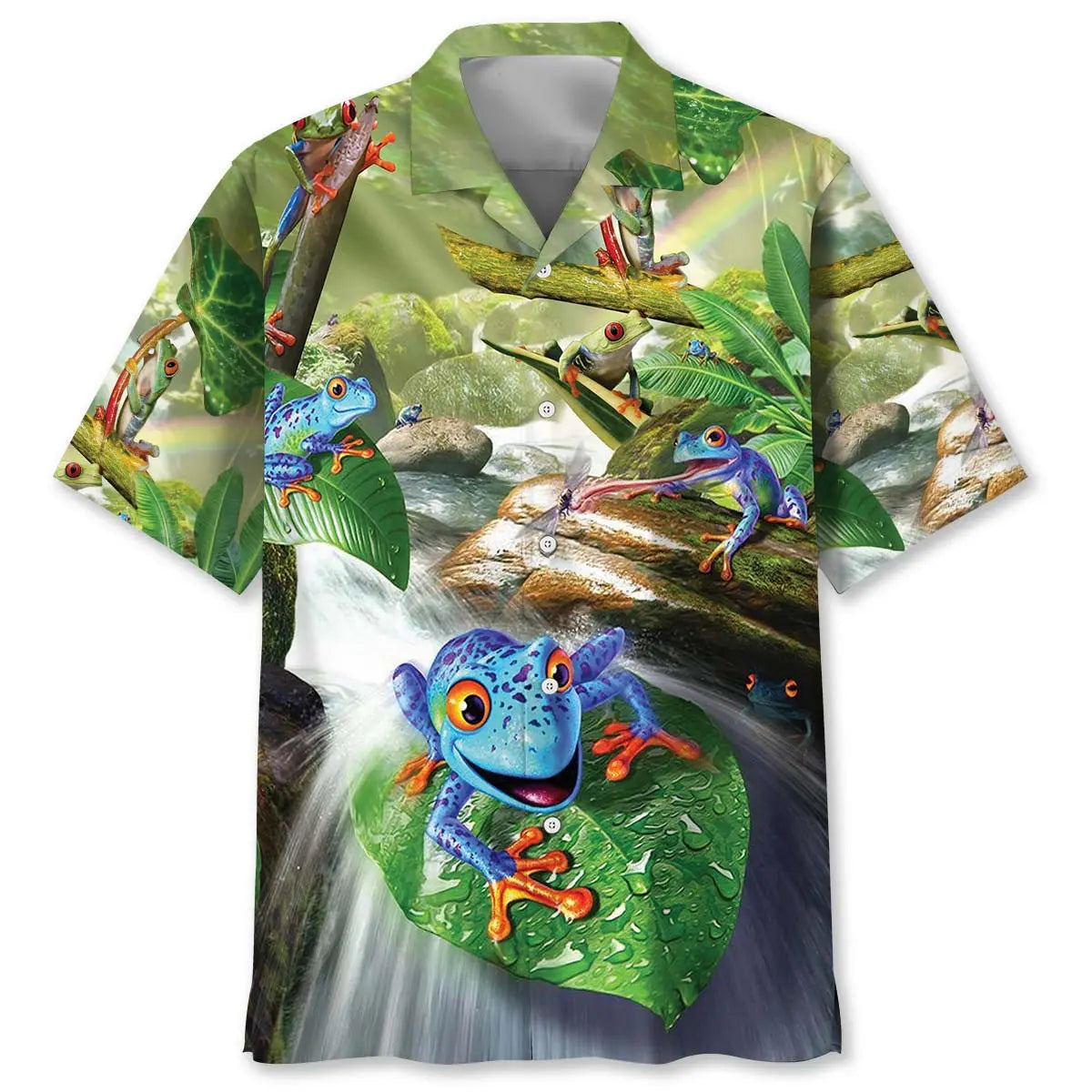 Funny Frog Hawaiian Shirt For Warm Weather Outing And Casual Outdoor Style