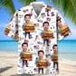 Funny Hamburger Man Custom Photo Face Hawaiian Shirt